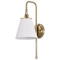 Nuvo Dover 1-Light Wall Sconce - White with Vintage Brass 60/7446